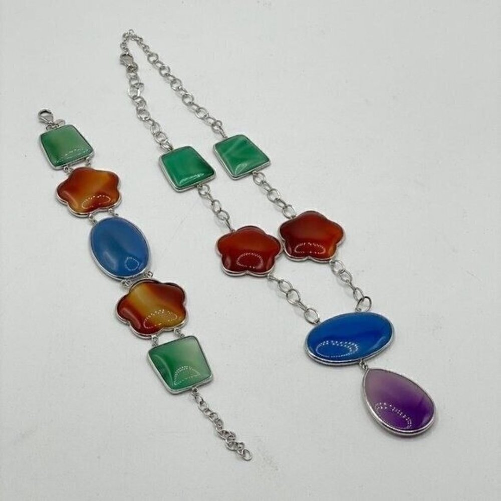 New Ross-Simons Multi-Color Polished Agate Sterli… - image 2